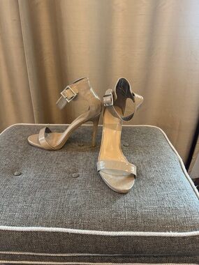 Nude High Heel Ankle Strap Sandals
